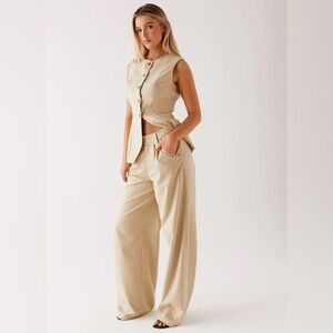 NWT! Banana Republic Tan Siena Wide-Leg Italian Wool Pant - Multiple Sizes